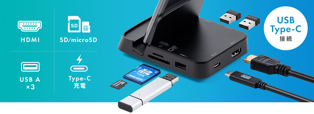 HDMI SD/microSD USB A~3 Type-C[d