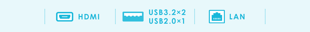 HDMI USB3.2~2 USB2.0~1 LAN