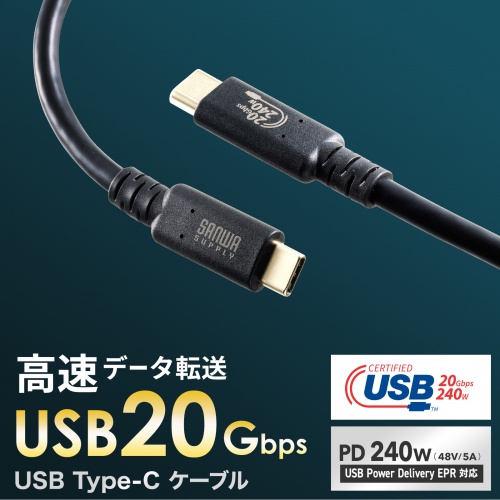USB Type-C USB20GbpsiUSB4 Gen2~2jΉP[uB1mEubNBPD240WΉAUSBF؎擾iB