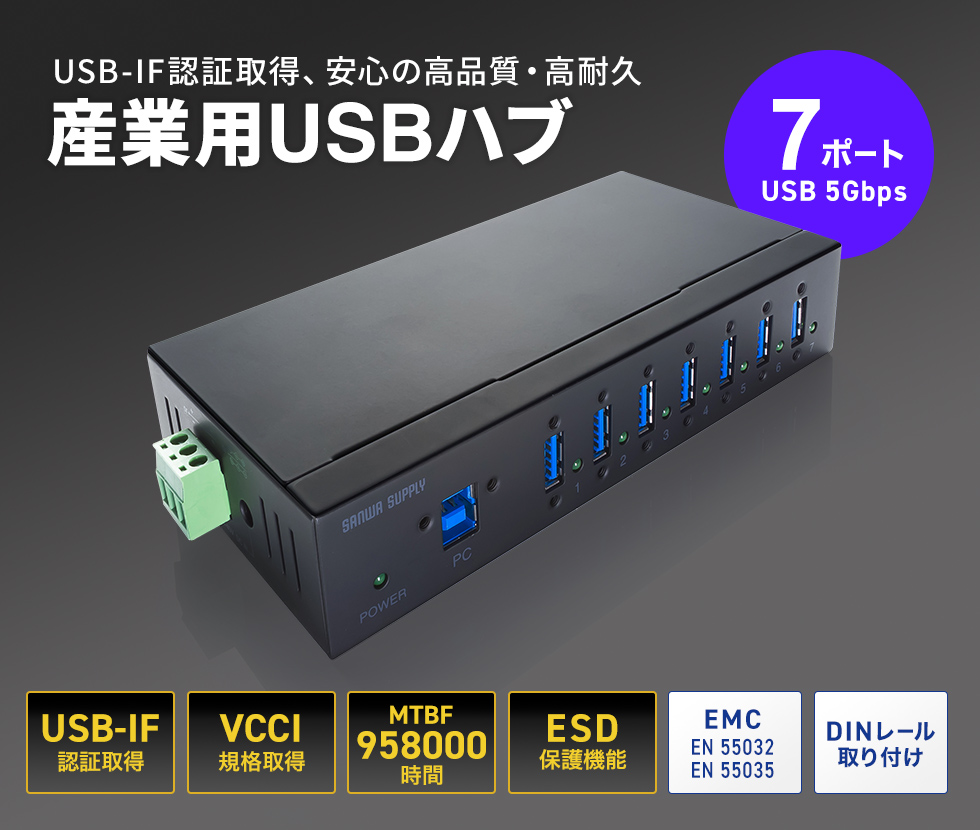 USB-IFF؎擾ϋvɗDꂽdlBDIN[ւ̐ݒuɑΉYƗpUSB 7|[gnuB