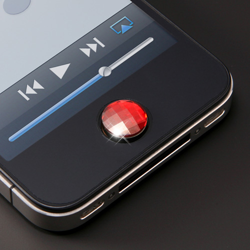 【クリックで詳細表示】【わけあり在庫処分】 iPhoneホームボタンシール(スワロフスキー・レッド) 200-IPP003R