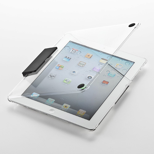 【クリックで詳細表示】【わけあり在庫処分】 iPad2ケース(クリア・スタンド機能付き) 200-PDA033