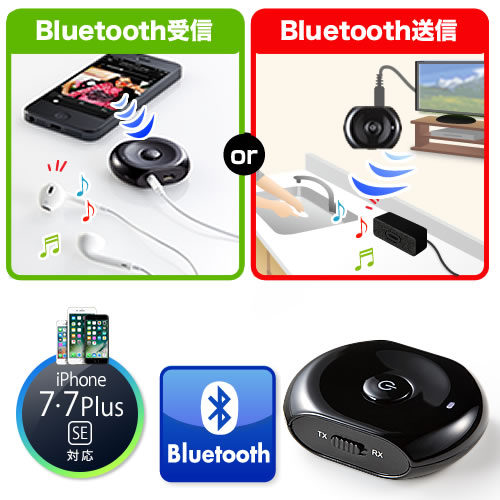 【クリックでお店のこの商品のページへ】Bluetoothオーディオレシーバー＆トランスミッター(受信機＆送信機・3.5mmプラグ接続) 400-BTAD001