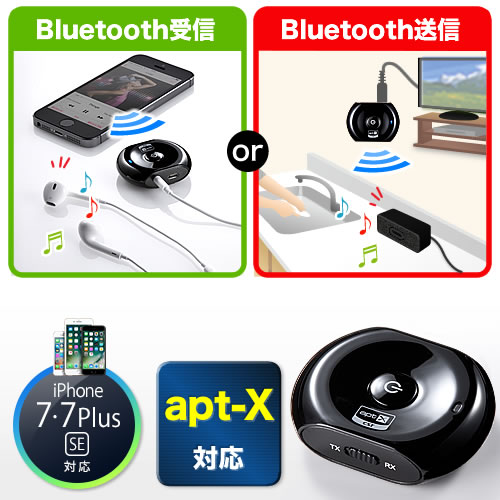 【クリックでお店のこの商品のページへ】Bluetoothオーディオレシーバー＆トランスミッター(受信機＆送信機・apt-x対応) 400-BTAD002