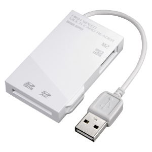 【クリックでお店のこの商品のページへ】USB2.0 カードリーダー(SD、M2対応ホワイト) ADR-SDXC1W