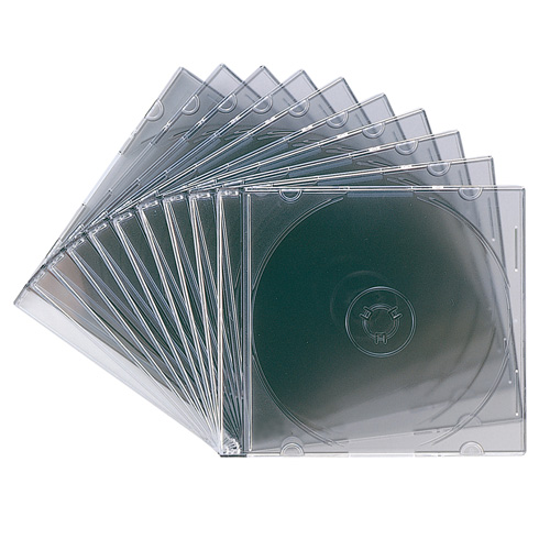 【クリックで詳細表示】DVD・CD薄型ケース(10枚セット・クリアブラック・5mm) FCD-PU10BK