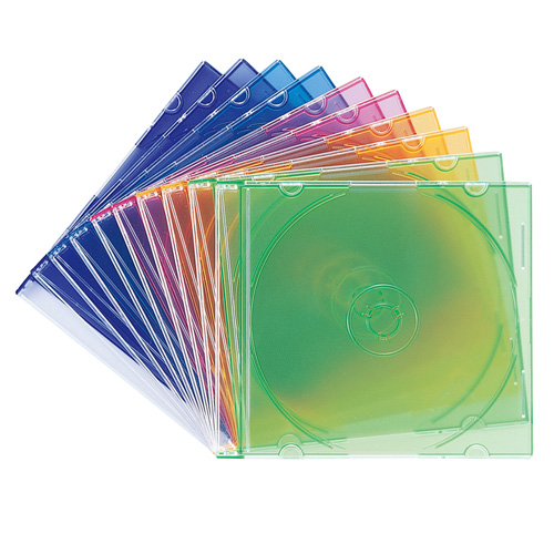 【クリックでお店のこの商品のページへ】DVD・CD薄型ケース(10枚セット・5色ミックス・5mm) FCD-PU10MX