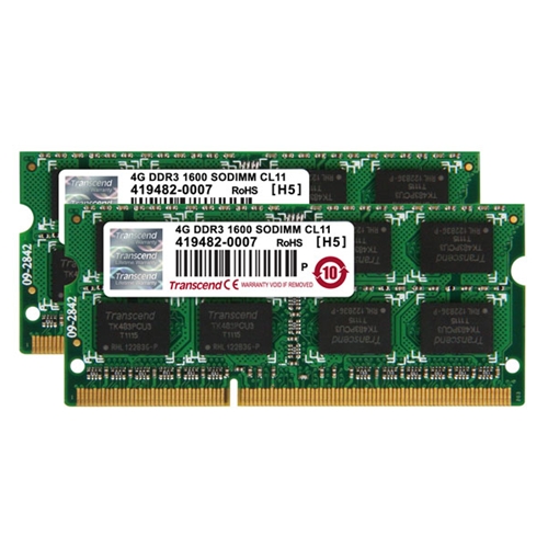 【クリックで詳細表示】増設メモリ 8GB(4GB×2枚・ノートPC用・PC3-12800・DDR3-1600) Transcend JetRam/JM1600KSN-8GK JM1600KSN-8GK
