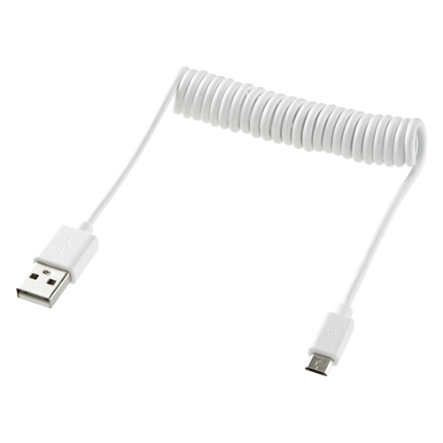 【クリックでお店のこの商品のページへ】USBカールコード(MicroB・0.22m・ホワイト) KU-CMCB15W