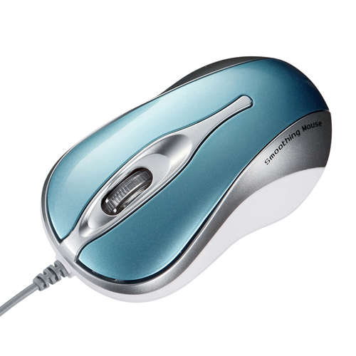 【クリックでお店のこの商品のページへ】ブルーLEDマウス(小型有線・ライトブルー) MA-BL1BL