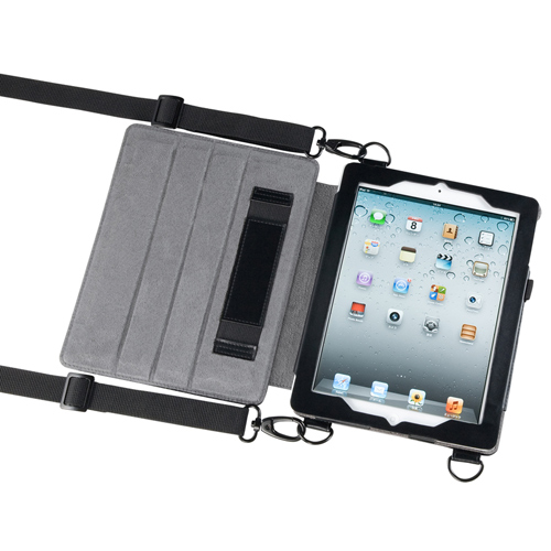 【クリックでお店のこの商品のページへ】ショルダーベルト付きiPadケース(スタンドタイプ) PDA-TAB2