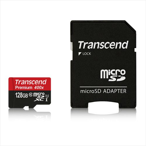 【クリックでお店のこの商品のページへ】Transcend microSDXCカード 128GB Class10 UHS-1対応 400x SDカード変換アダプタ付 TS128GUSDU1P TS128GUSDU1P