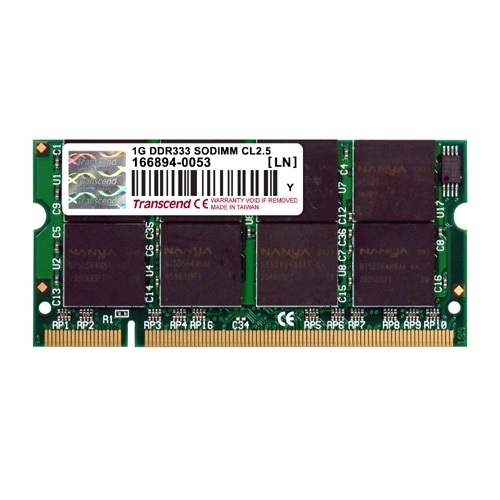 【クリックで詳細表示】Transcend 1GB Memory for NotePC/SO-DIMM DDR-333(PC-2700) TS128MSD64V3A TS128MSD64V3A