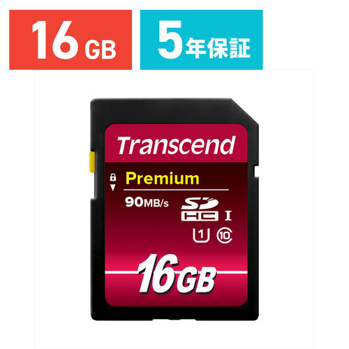 【クリックで詳細表示】SDHCカード 16GB class10 UHS-I対応 Premium Transcend社製 TS16GSDU1(最大転送速度 45MB/s) TS16GSDU1