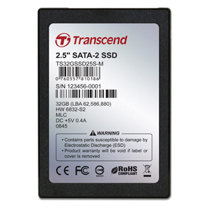 【クリックで詳細表示】2.5インチ SSD SATAII 32GB Transcend社製 TS32GSSD25S-M TS32GSSD25S-M