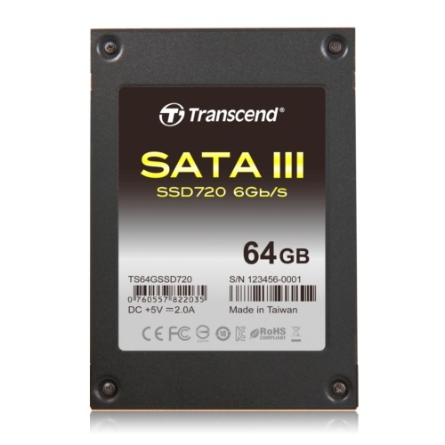 【クリックでお店のこの商品のページへ】2.5インチ SSD SATAIII 64GB Transcend社製 TS64GSSD720 TS64GSSD720