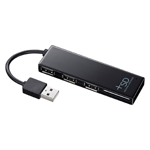 【クリックで詳細表示】SDカードリーダー付きUSB2.0ハブ(ブラック) USB-HCS307BK