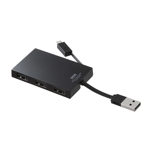【クリックで詳細表示】スマートフォン充電USBハブ (4ポート・ブラック) USB-HMU403BK