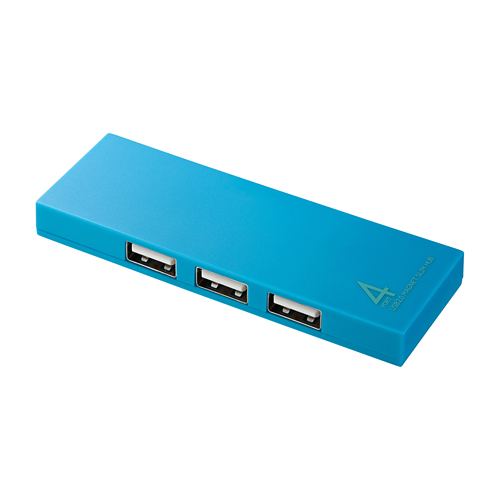 【クリックで詳細表示】【わけあり在庫処分】 磁石付USB2.0ハブ(4ポートスリムタイプ・ブルー) USB-HUM410BL