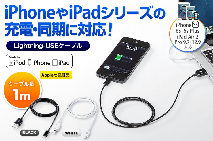 iPhone 5iPad minȉ[dEɑΉI@Lightning-USBP[u