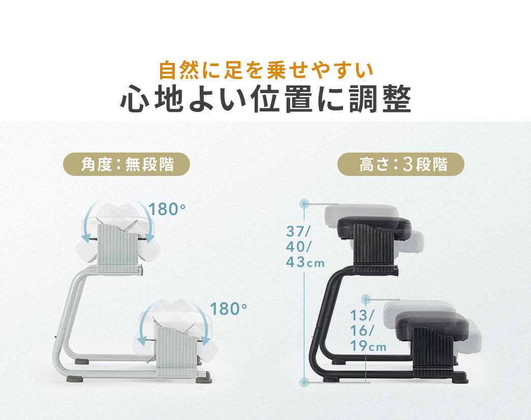 �p�x�͖��i�K�A������3�i�K�Œ����ł���̂Ŏ��R�ɑ����悹�₷���S�n�悢�ʒu�ɒ����ł��܂��B