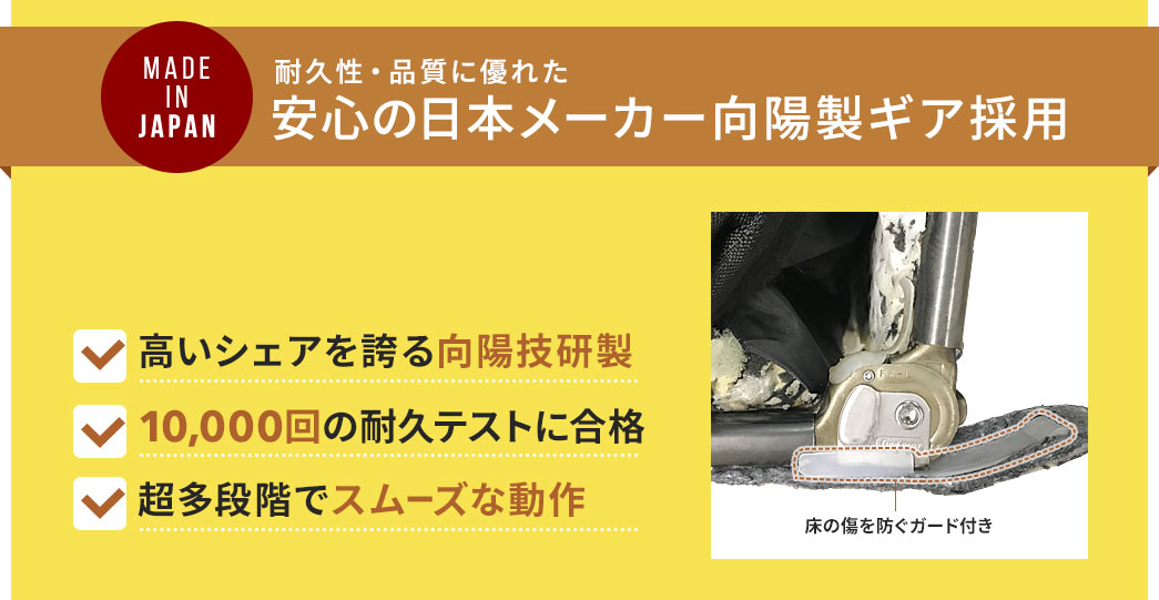 MADE IN JAPAN 耐久性・品質に優れた安心の日本製ギア