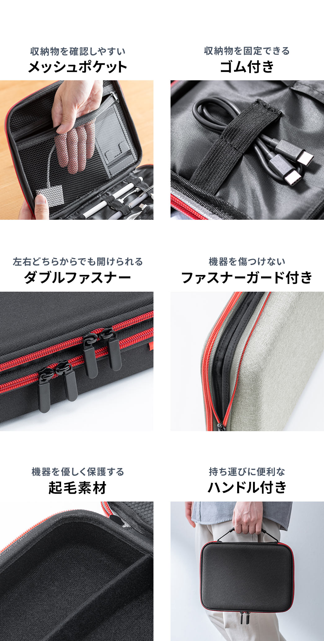 ���[�����m�F���₷�����b�V���|�P�b�g��Œ�p�S���t���A���E�ǂ��炩��ł��J������_�u���t�@�X�i�[�A�@��������Ȃ��t�@�X�i�[�K�[�h�A�D�����ی삷��N�ёf�ށA�����^�тɕ֗��ȃn���h��������Ă��܂��B