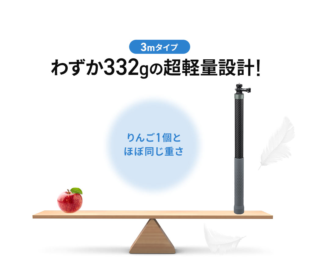 3m�^�C�v�́A�킸��332g�̒��y�ʐ݌v�ŁA���1�Ƃقړ����d���ł��B