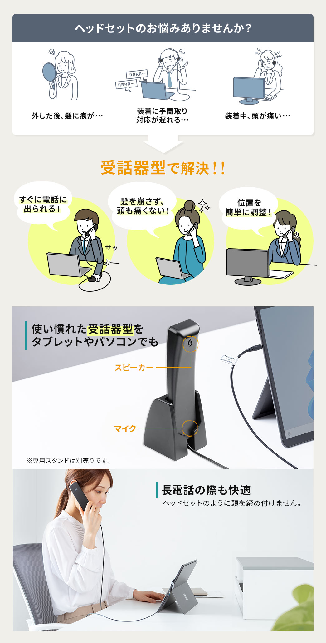 ���ɍ����t������A�����Ɏ�Ԏ��Ή����x�ꂽ��A�������ɓ����ɂ��Ȃ�����Ȃ�...�w�b�h�Z�b�g�̂��Y�݂���܂��񂩁H���̂��Y�ݎ�b��^�ŉ����I��b��^�Ȃ�d�b�ɂ����o�邱�Ƃ��ł��A�����������A�����ɂ��Ȃ��I�g�����ꂽ��b��^���^�u���b�g��PC�ł��g����̂Œ��d�b�̍ۂ����K�ł��B