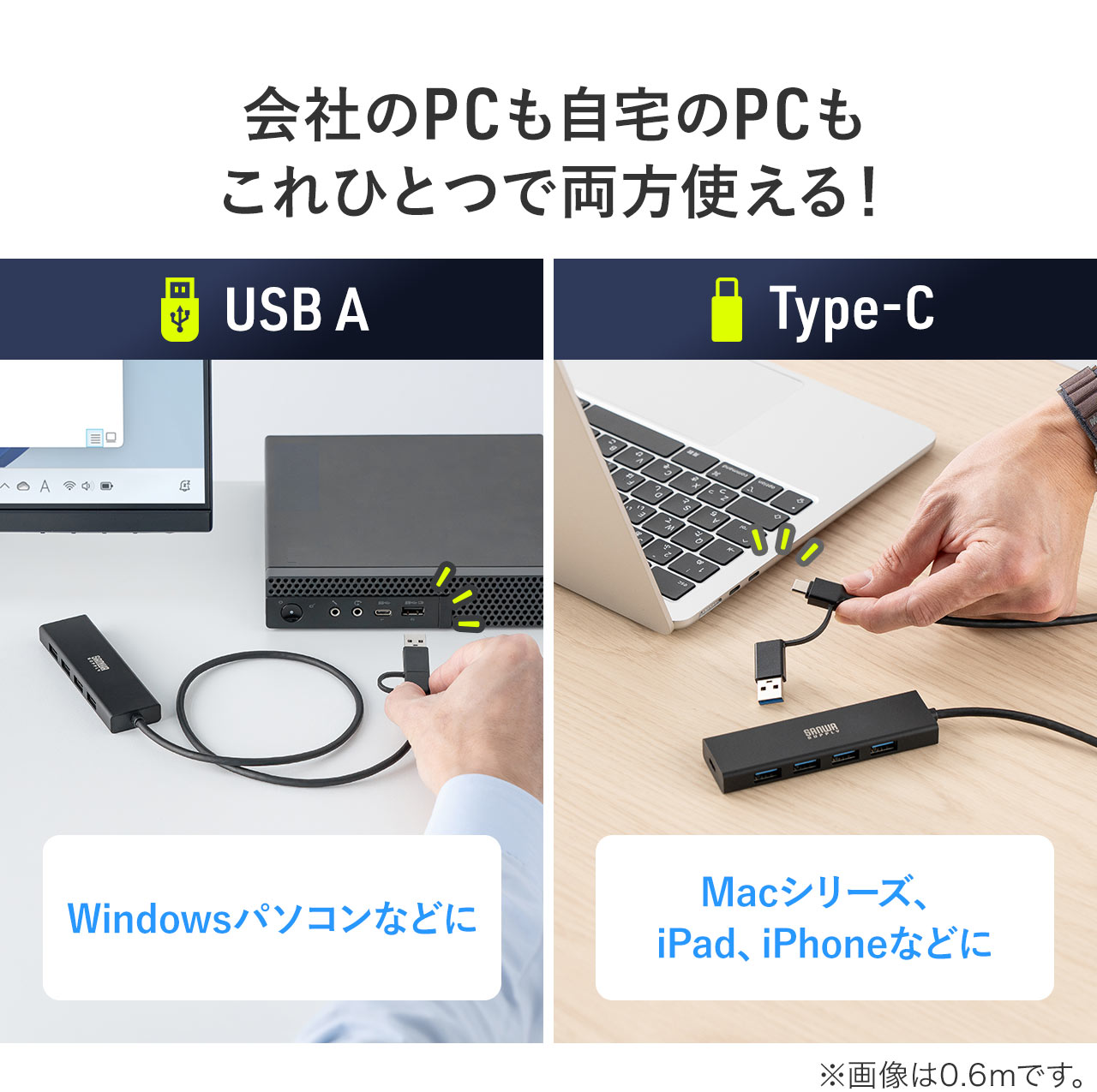 USB A��Type-C�ڑ����\�ŉ�Ђ�PC�������PC������ЂƂŗ����g����I