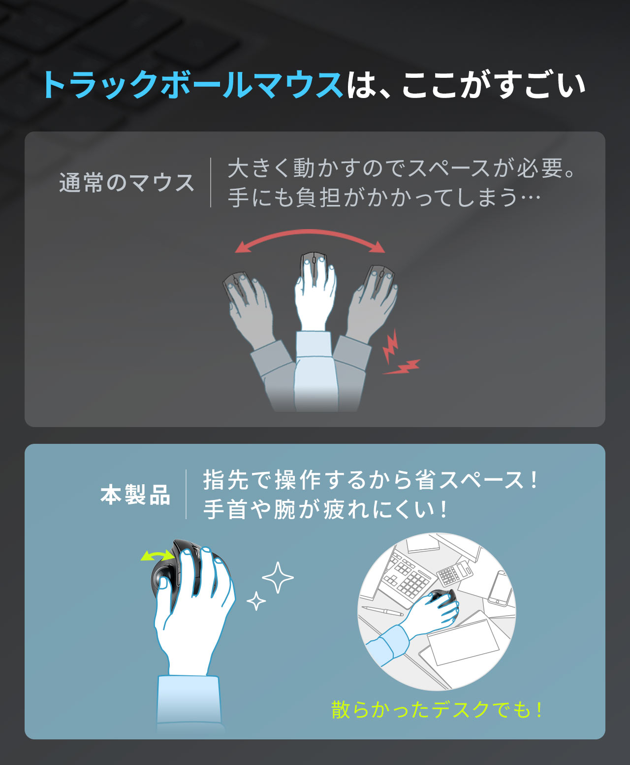 �g���b�N�{�[���}�E�X�́A�w��ő��삷�邩��ȃX�y�[�X�I����r�����ɂ����I