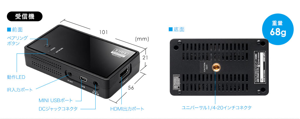 ワイヤレスHDMIエクステンダー 送受信機セット 最大50m 無線 HDMI延長 