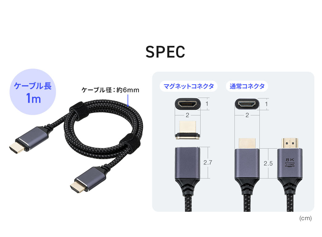 SPEC�A�P�[�u����1m�A�P�[�u���a��6mm�B