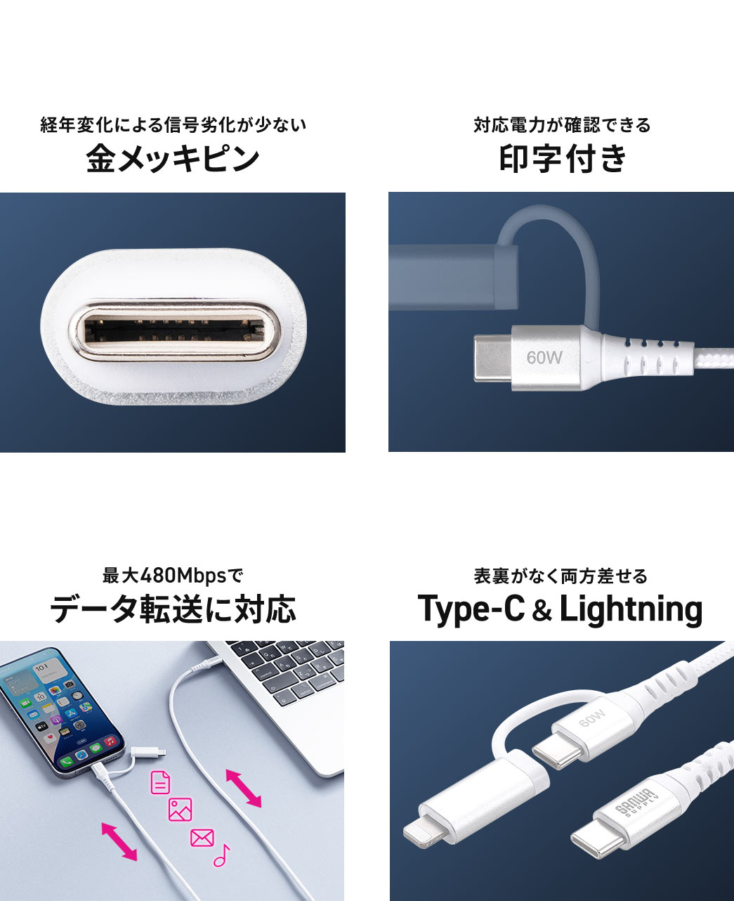 oNωɂM򉻂ȂbLs Ήd͂mFł ő480MbpsŃf[^]ɑΉ \Ȃ Type-C&Lightning