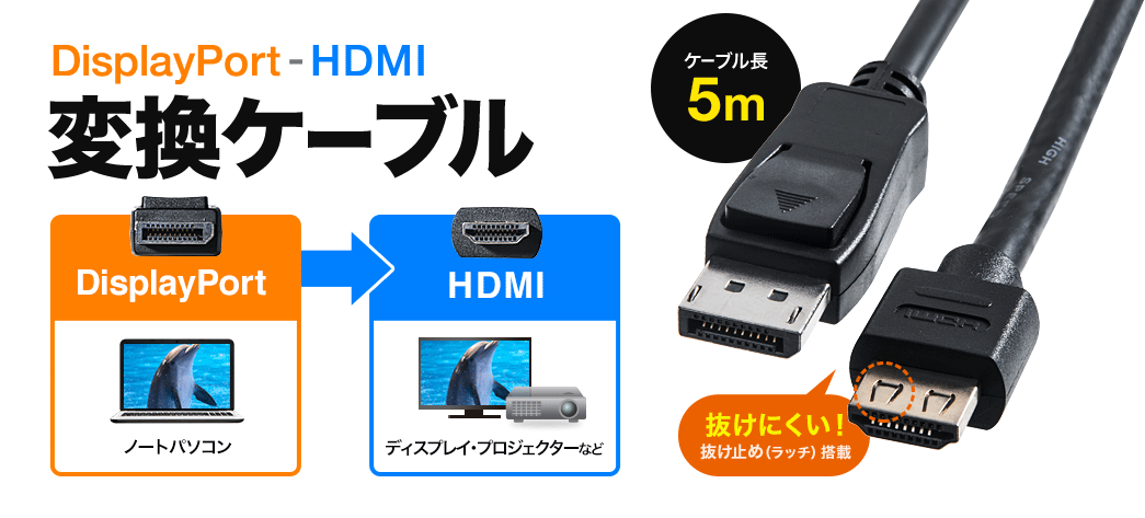 DisplayPort-HDMI変換ケーブル