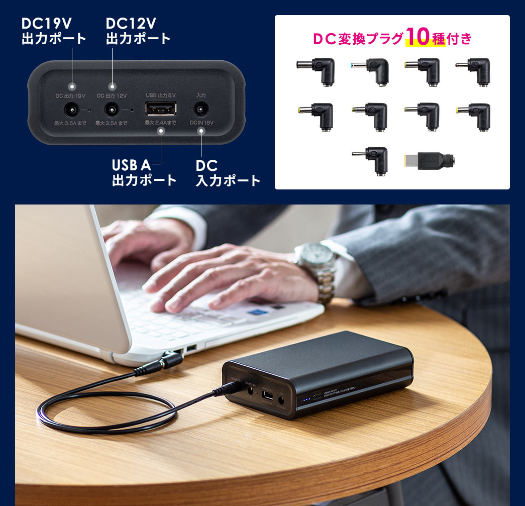 DC19V�ADC12V�AUSB A�o�̓|�[�g�ADC ���̓|�[�g������ADC�ϊ��v���O10���t�����Ă��܂��B