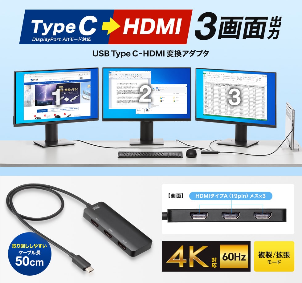Type CHDMI 3ʏó@USB Type C-HDMIϊA_v^