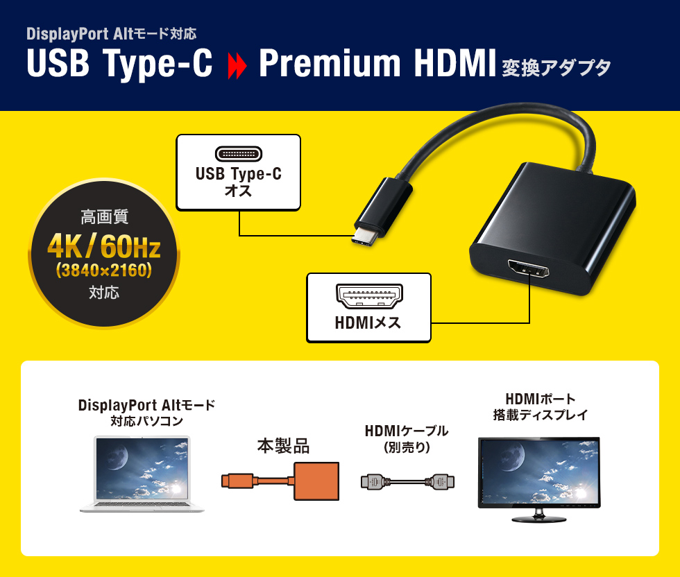 USB Type-C PremiumHDMI変換アダプタ