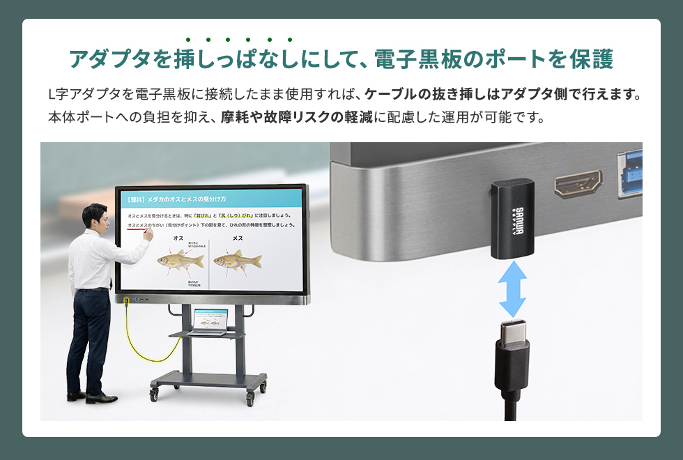 �A�_�v�^��}�����ςȂ��ɂ��āA�d�q���̃|�[�g��ی�