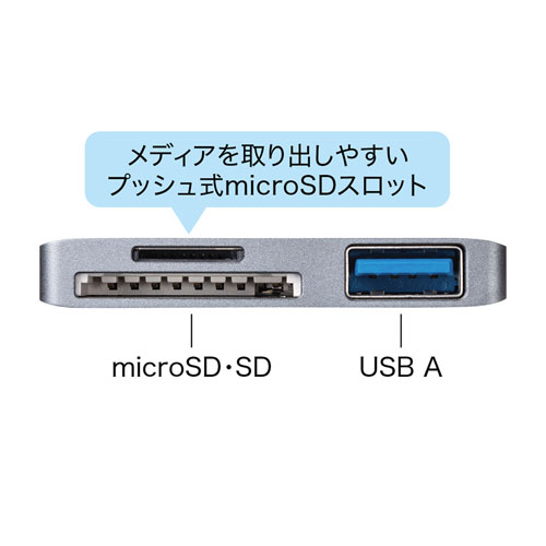 Type-Cカードリーダー（USB1ポート搭載・PS5対応） ADR-3TCSDUGY