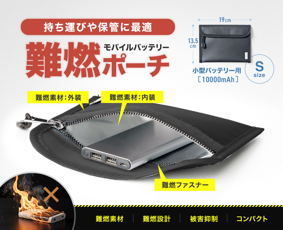 ���o�C���o�b�e���[�̎����^�т�ۊǂɁB��R���ɗD�ꂽ�|�[�`�B����190�~��135mm