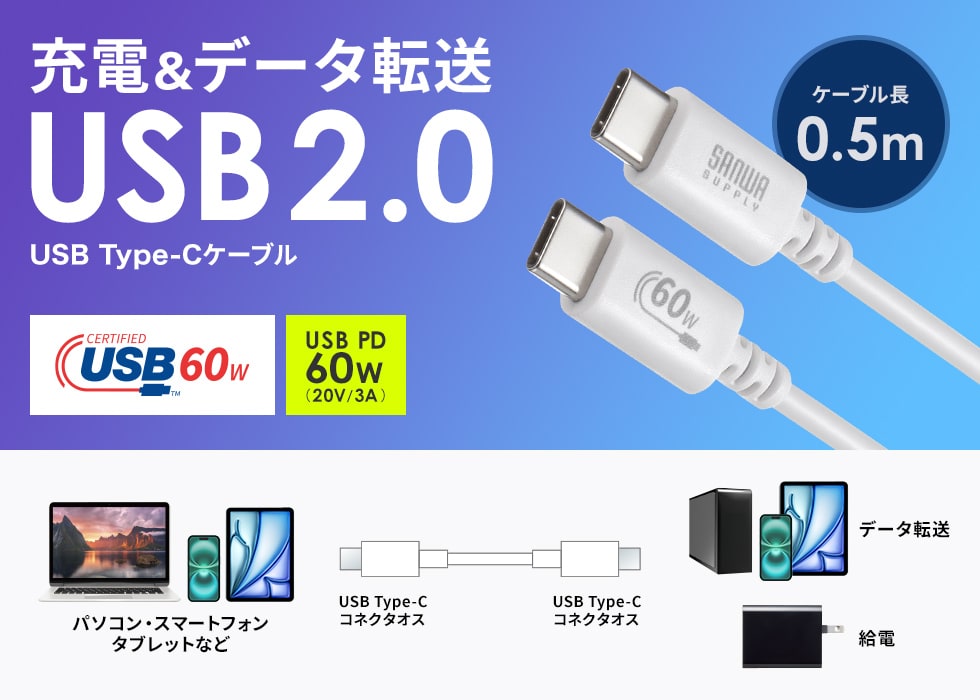 USB 2.0 Type-CP[uBUSB-IFFؕiEPD60WΉE0.5mEzCgB