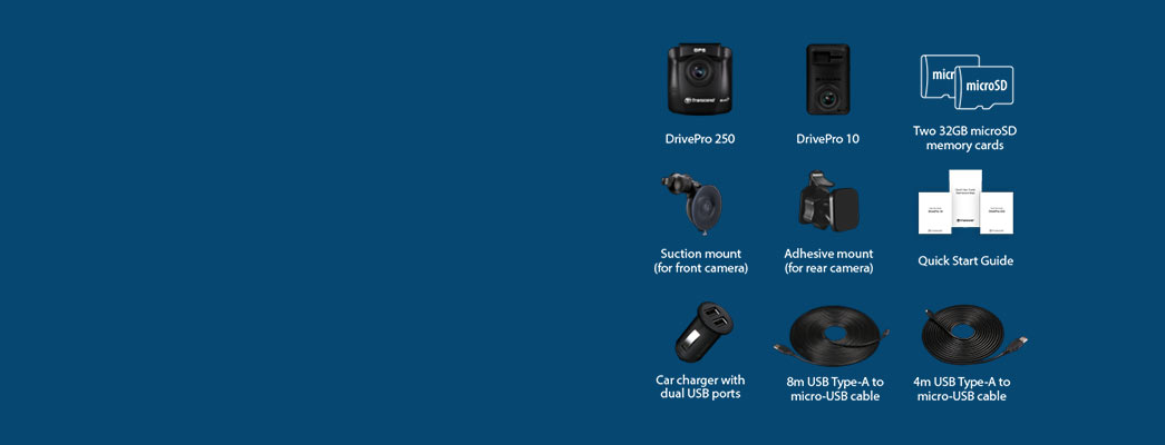 DrivePro 250／microSD memory card／Suction Car mount