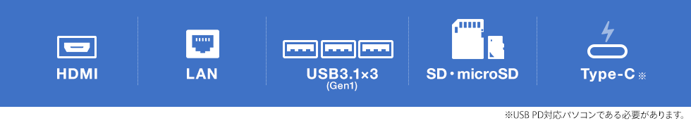 HDMI LAN USB3.1 SDEmicroSD Type-C