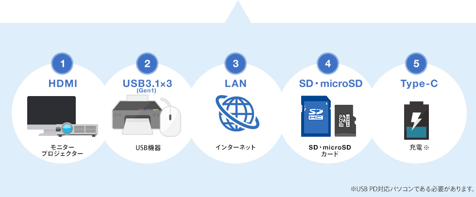 HDMI USB3.1 LAN SDEmicroSD Type-C