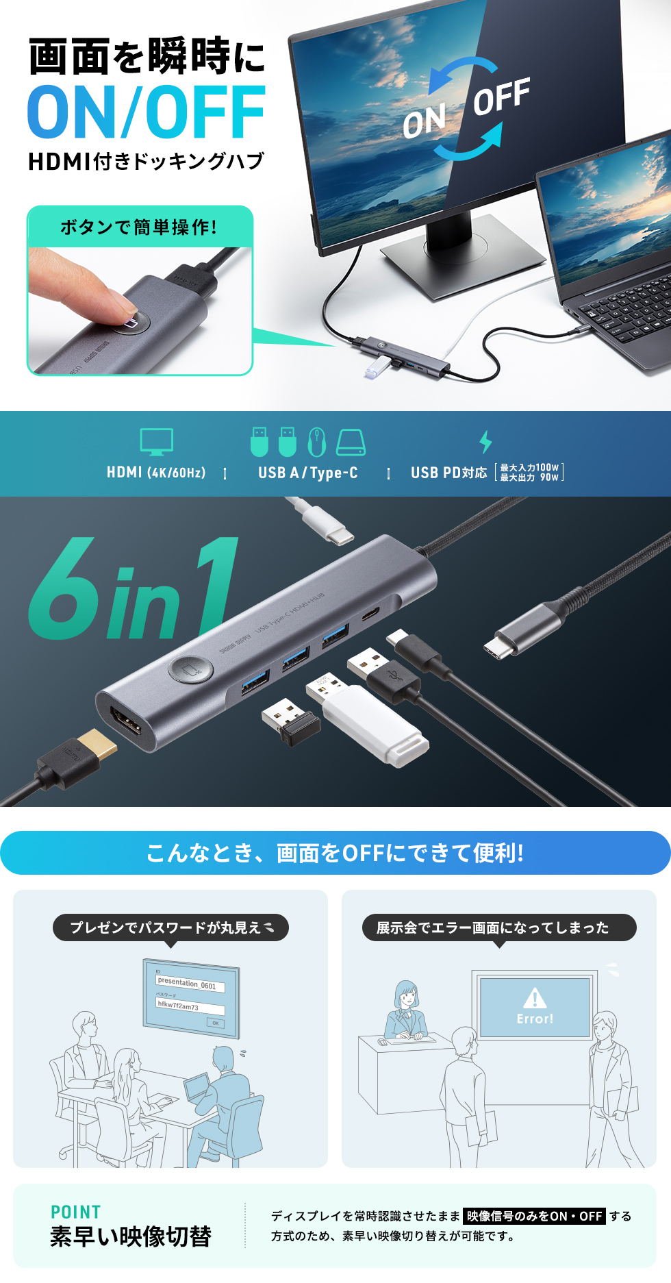 HDMI|[g𓋍ڂUSB Type-CnuBHDMI ONEOFFXCb`t