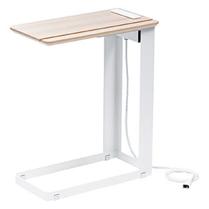 ソファーサイドテーブル ベットサイドテーブル コンセント USB充電 スマホスタンド ライト木目 スリム