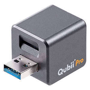 "Qubii Pro iPhone iPad 自動バックアップ microSDに保存 USB3.1 Gen1 グレー iPhone15対応 カードリーダー"