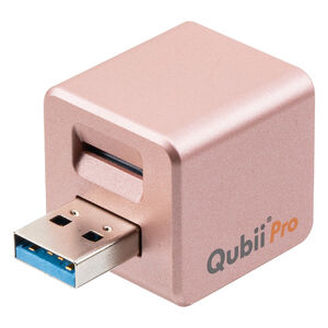 "Qubii Pro iPhone iPad 自動バックアップ microSDに保存 USB3.1 Gen1 ローズゴールド カードリーダー"