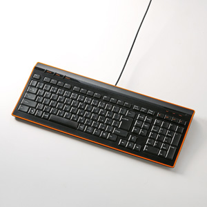 【クリックでお店のこの商品のページへ】スリムキーボード(オレンジ) 400-SKB002D